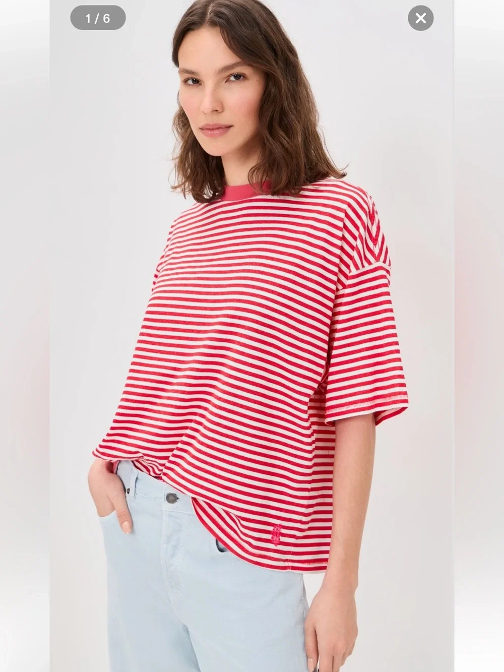Free People Movement Red Stripe Tackle Tee Large - Picture 1 of 13